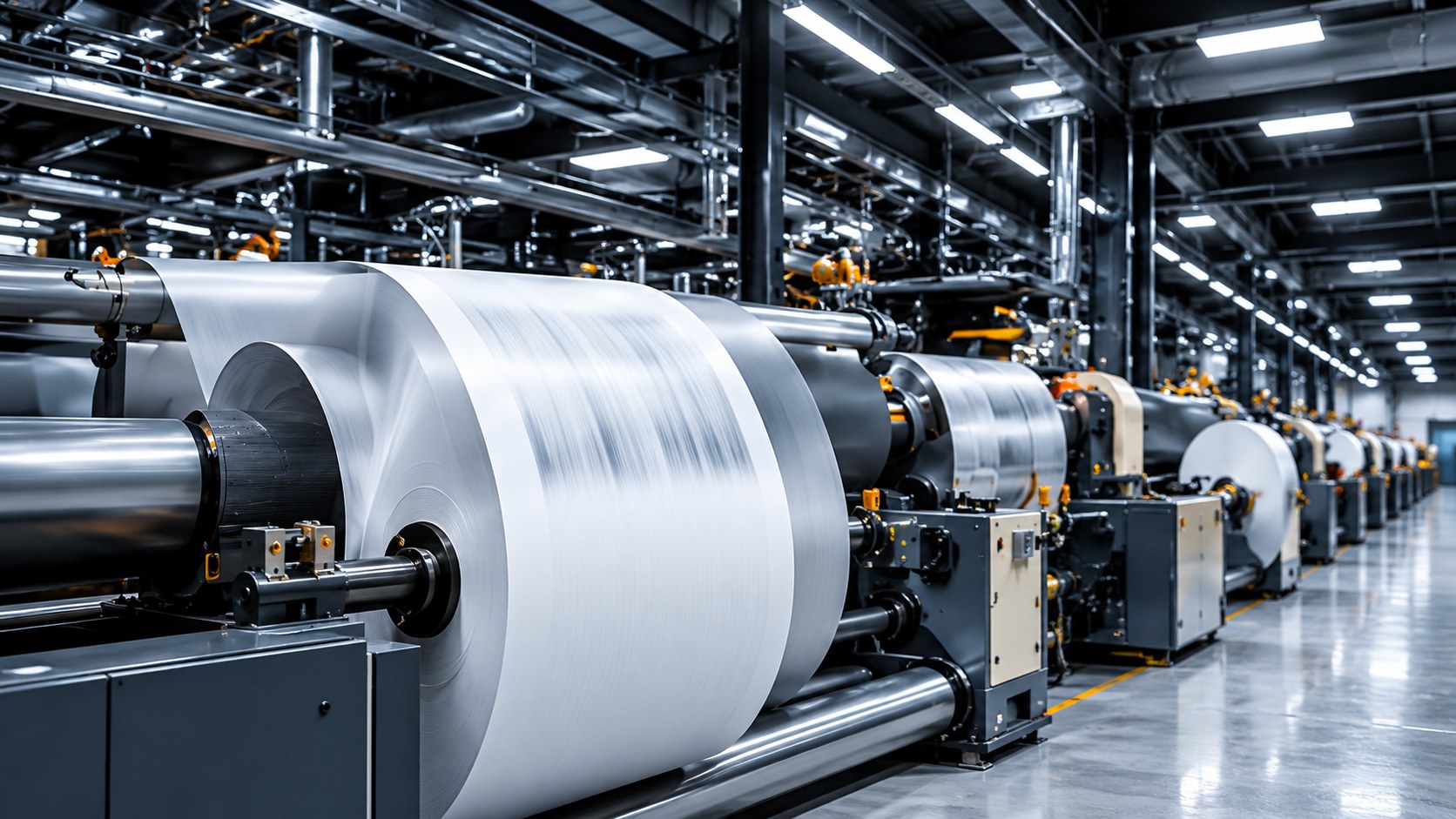 Industrial printing equipment in operation