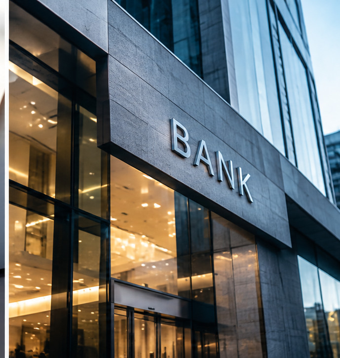Modern banking building exterior